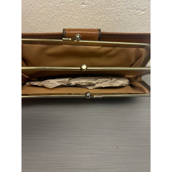 Vtg Classic Brown Cowhide Wallet Snap Bi-Fold Credit Cards Checkbook Photos NOS - Picture 6 of 10
